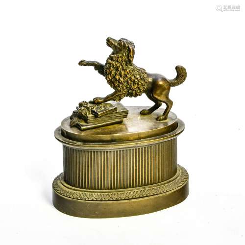 Wise poodle inkwell 19TH CENTURY WORK Bronze with brown pati...