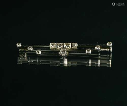 Art Deco brooch-barette Platinum (18 kt white gold pin), com...