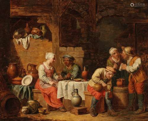 Jean Joseph Verhaghen (1726-1795) Indoor scene of a peasant ...