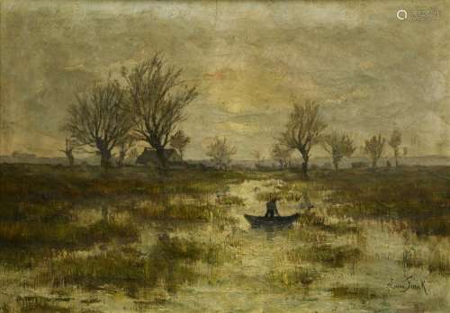 Lucien FRANK (1857-1920) Marsh landscape oil on canvas, sign...