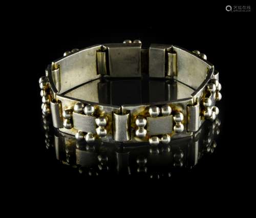 Jean DESPRES (1889-1980) Art Deco bracelet Silver, composed ...