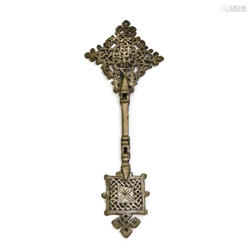 Coptic cross for processions ETHIOPIA, CA. 1900 silver-plate...