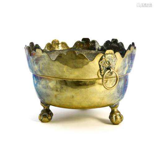Planters with satyr heads 19TH CENTURY WORK Gilt brass, remo...