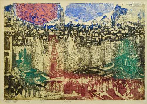 Abraham YAKIN (1924-2020) Jerusalem, 1972 Colour lithography...