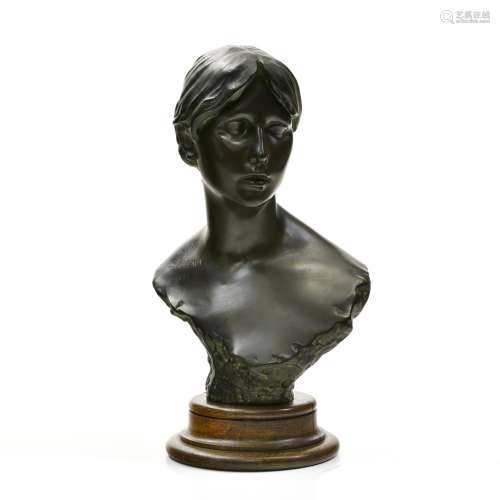 Jef LAMBEAUX (1852-1908) Bust of a young woman, 1885 bronze ...