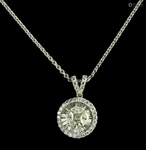 Pendant set with diamonds 18 kt white gold, numbered 0748, w...