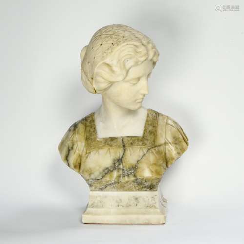 Giuseppe BESSI (1857-1922) Bust of a young woman alabaster s...