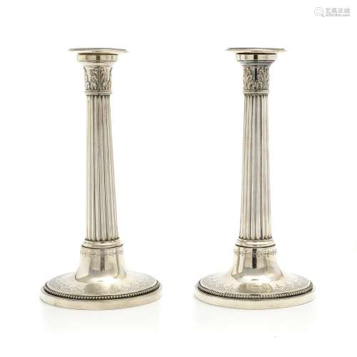 Pair of torches FRANCE, EARLY 19TH CENTURY silver, with ribb...