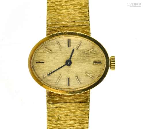 Vintage oval lady's watch SWITZERLAND 18 kt yellow gold brac...