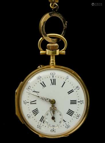 Breguet spiral fob watch and chain 18 kt gold pocket watch. ...