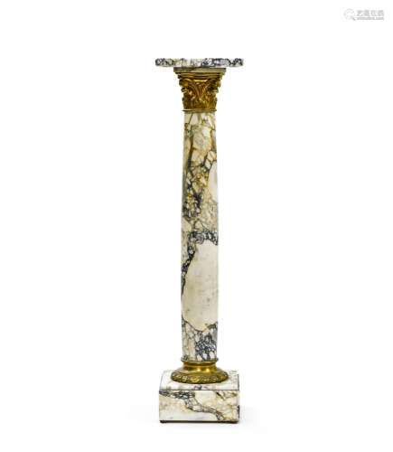 Column with swivelling top Veined white marble and gilt bron...