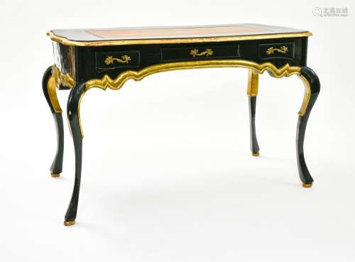 Desk 19TH CENTURY ENGLISH WORK black- and gold-lacquered woo...