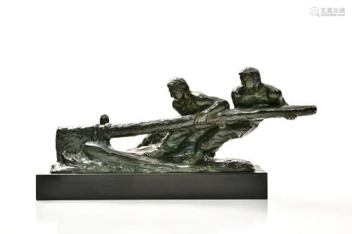 Alexandre KELETY (1874-1940) The haulers bronze sculpture wi...