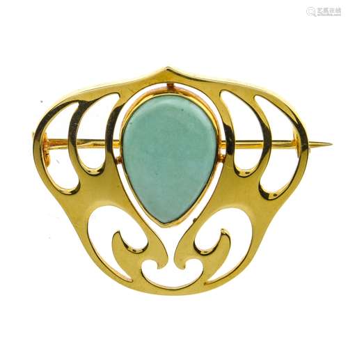 MAPPIN & WEBB Art Nouveau brooch 15 kt yellow gold, set with...