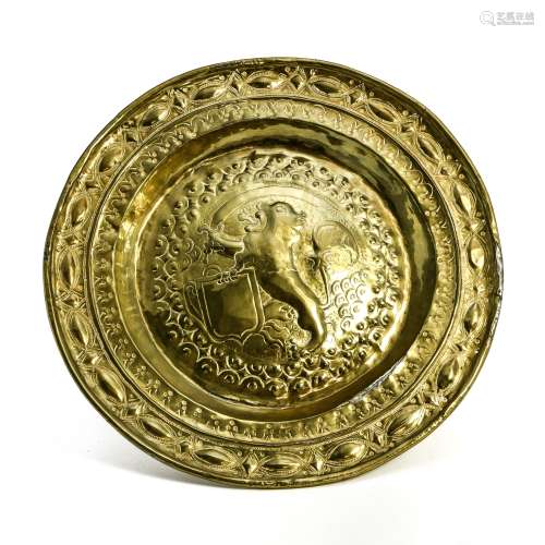 Heraldic offering plate LIKELY DINANT, 17TH CENTURY brass, e...