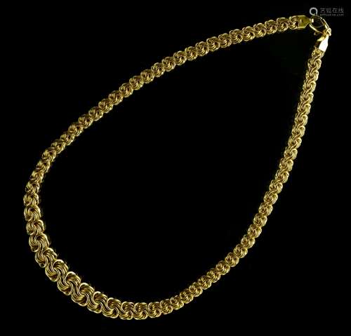 Flexible necklace 18 kt yellow gold, Byzantine chainmail enl...