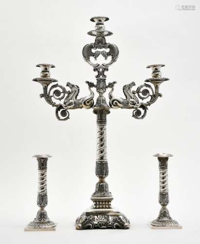 Very large candelabra with its two candlesticks BERLIN, MID-...