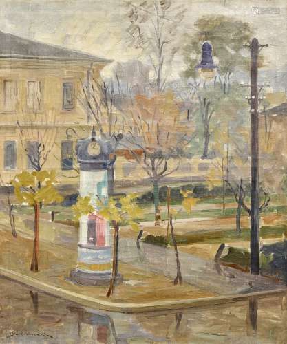 Julius BUKOVINSKY (1903-1975) View of a Slovak square oil on...