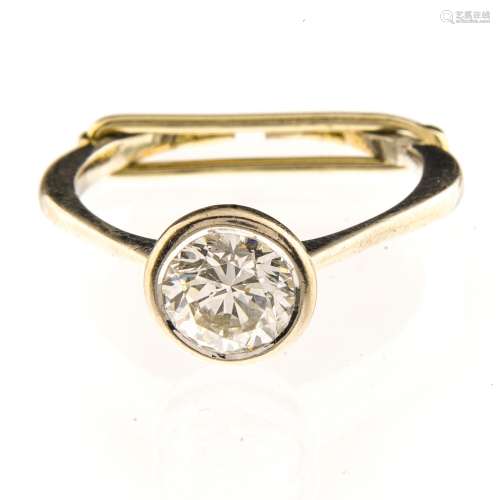 Solitaire ring Platinum, set with a brilliant-cut diamond, V...