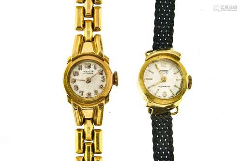 Pontiac Lot of 2 lady's bracelet watches 1. Lady's 18 kt gol...