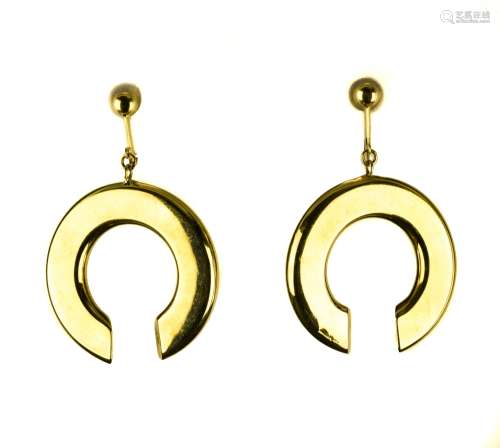 G. FLAVIA Pair of drop earrings 18 kt yellow gold, screw bac...