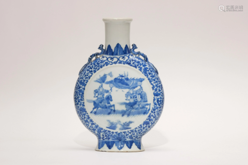 A Blue and White Figural Moon Flask Vase