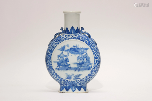 A Blue and White Figural Moon Flask Vase