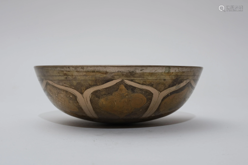 A 19th Century Tibetan Gilt Bronze Lotus Offering Bowl