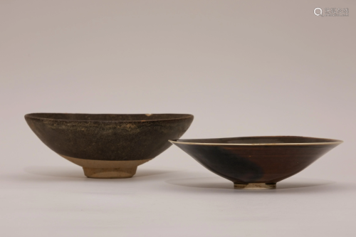 A Group of Two Brown-Glaze Tea Bowls