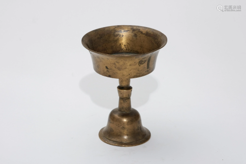 An 18th Century Tibetan Bronze Offering Oil Lamp