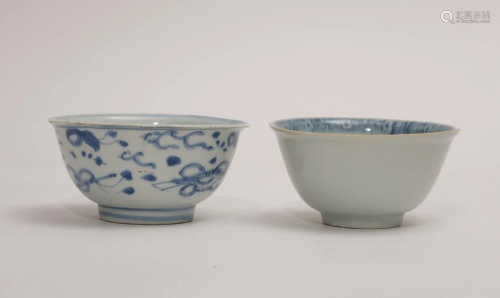 A Group of Two Blue and White Cups with Chenghua Mark