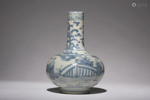 A Blue and White Figural Vase with Jiajing Mark