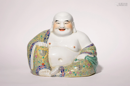 A Famille Rose Figure of Maitreya