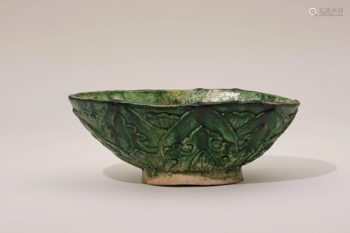A Green Glazed High Relief Cup