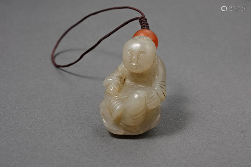 A Carved Hetian Jade Figural