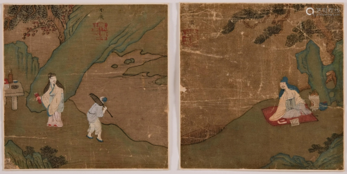 Two Color on Paper of Figural Song Dynasty