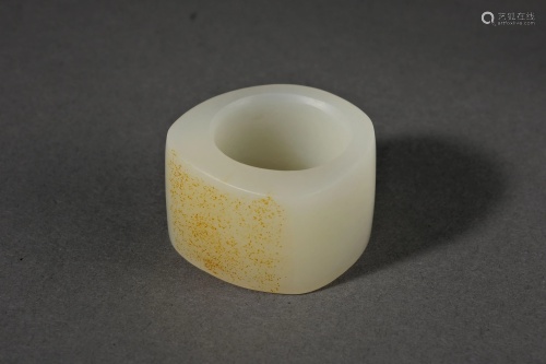 A Carved Hetian Jade Archery Ring