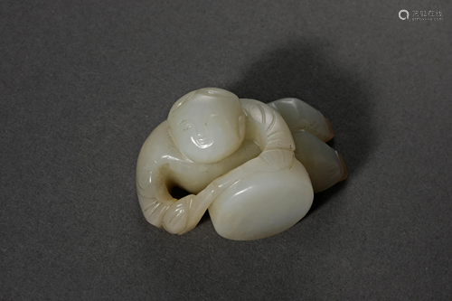 A Carved Hetian Jade Child Pendant