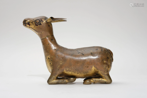 A Gilt Bronze Figure of Deer