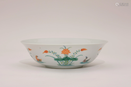 A Famille Rose Floral and Bird Bowl
