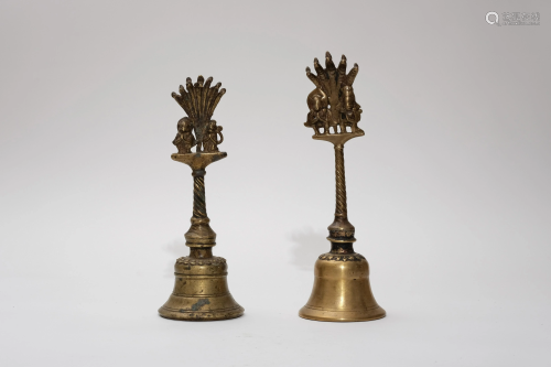 A Pair of 18th Century Tibetan Bronze Bells