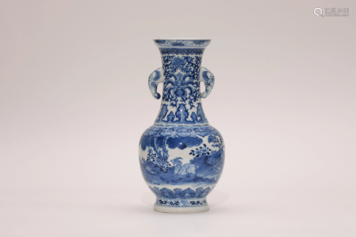 A Blue and White Sanyang Kaitai Vase with Qianlong Mark