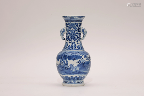 A Blue and White Sanyang Kaitai Vase with Qianlong Mark