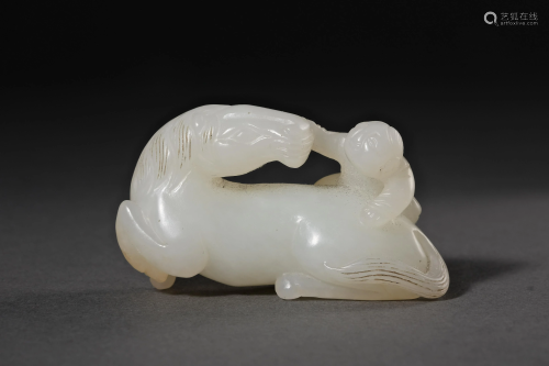 A Carved Hetian White Horse Figure