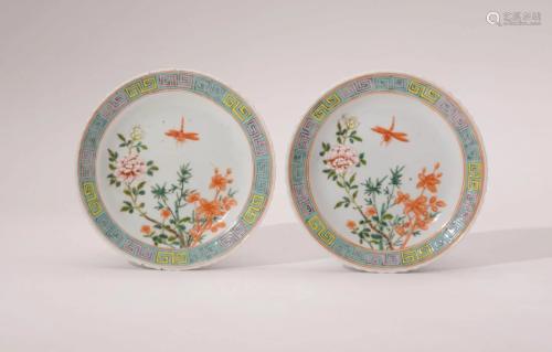 A Pair of Famille Rose Floral Bowls with Guangxu Mark