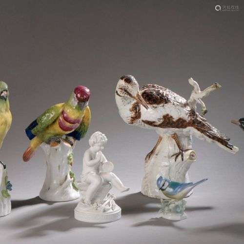 LOT en porcelaine et faïence d'oiseaux