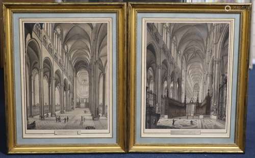 Auguste Joron (fl.c.1820)Cathedral interiorspair of watercol...