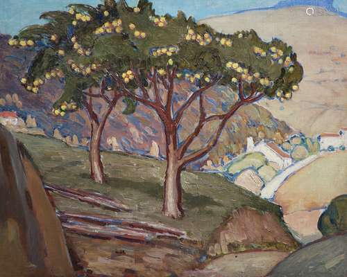 § Thomas Brown Yates (1882-1968)Landscape with orange treesO...