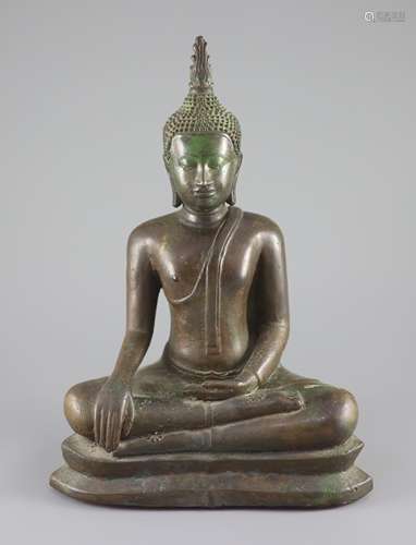 A large Thai bronze seated figure of Buddha Shakyamuni, Ayut...