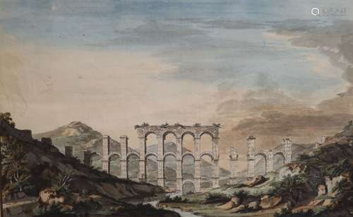 Giovanni Batista Borra (1712-1786)A view of the Roman aquedu...